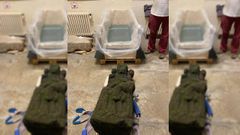 Tras su rescate, la escultura descansa en el Museo das Peregrinaci�ns, a la espera de los trabajos de recuperaci�n y restauraci�n