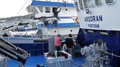 Barcos de cerco de Portos�n prepar�ndose para faenar a la anchoa