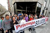 Momento de una concentraci�n de los trabajadores de Privilege hace unos meses.