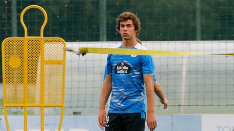 Dani Barcia, en un entrenamiento en Abegondo