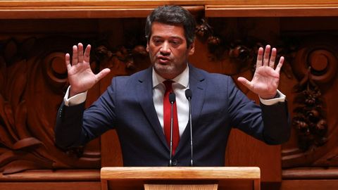 André Ventura, líder del partido portugués de extrema derecha, Chega, durante un debate en el Parlamento de Lisboa.