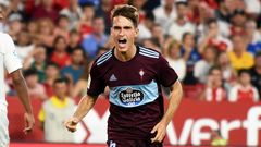 Denis Suárez, celebrando el gol que le marcó al Sevilla en la temporada 2019/2020, el único que ha marcado hasta ahora con el primer equipo del Celta