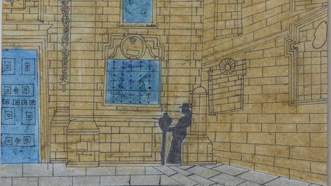 Carla Regueiro Rivera se hace eco en su dibujo de la famosa leyenda de la sombra de la plaza de A Quintana.