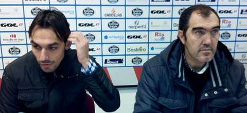 Tena, y Mouriz, ayer en la despedida del central.