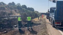 Lugar donde se sali de la calzada el coche de los futbolistas y empez a arder