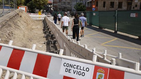 Obras en el Paseo de Granada de Vigo.