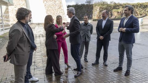 El presidente de la Xunta, Alfonso Rueda, a su llegada al acto sobre los patrocinios del Xacobeo 2027 en la Cidade da Cultura