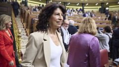 La ministra de Igualdad, Ana Redondo, llega a la sesin de control al Gobierno en el Congreso