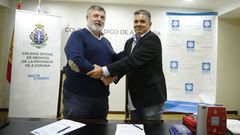 Luciano Vid�n, presidente del Colegio de M�dicos de A Coru�a, y Tato V�zquez, presidente en Galicia de la Sociedad de Medicina de Urgencias y Emergencias