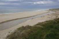 NUEVO CURSO DEL R�O EN RAZO. La playa de Razo se ha quedado, un a�o m�s, sin bandera azul, y ya van tres seguidos, algo que no sol�a ocurrir (la anterior ocasi�n tuvo dos a�os de carencia). Tiene otros sellos de calidad, pero no este. Y, por otro lado, su perfil ha variado en la zona de la explanada: el r�o ha cambiado el curso. Ocurre con el paso de los a�os, e influyen las mareas, los temporales, las lluvias o las corrientes Hace aproximadamente diez a�os estaba como est� ahora, en direcci�n y anchura. 