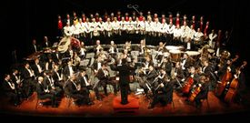 La Banda Municipal y C�ntigas da Terra en un concierto conjunto en el Rosal�a. 