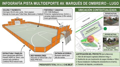 Infograf�a de c�mo ser�a la pista polideportiva que propone el PSOE para Fonte dos Ranchos