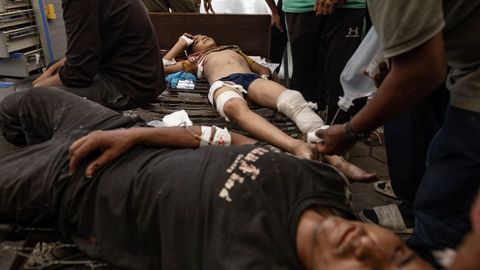 Palestinos heridos en el norte de Gaza.