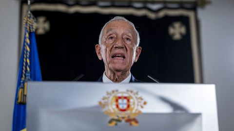 El presidente portugus, Marcelo Rebelo de Sousa, durante su comparecencia para anunciar la disolucin del Parlamento y la convocatoria electoral