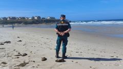 Un guardia de la Conseller�a de Medio Ambiente, en la playa de Arealonga (Barreiros), hasta donde se extiende tambi�n el �mbito de protecci�n del monumento natural de As Catedrais