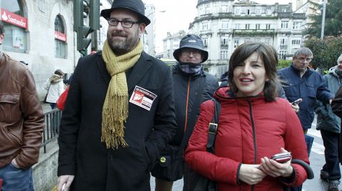 Marti�o Noriega, de Anova, y Yolanda D�az, de EU, en la manifestaci�n