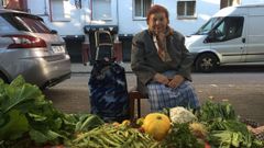 Rosal�a M�guez, de 85 a�os, vende verduras y frutas de su huerta de O Couto en Recimil. �Ahora la gente prefiere comida precocinada y ya no se interesa por la verdura fresqui�a que tenemos aqu�... Es una pena�