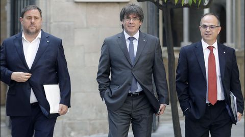 Oriol Junqueras, Carles Puigdemont y Jordi Turull