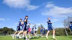 Los jugadores del Oviedo en El Requex�n