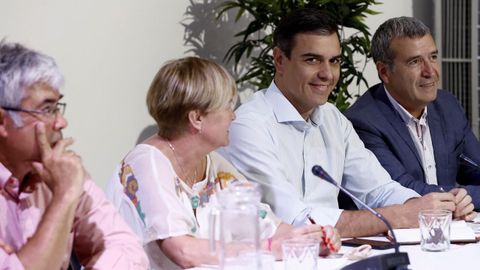 Pedro S�nchez se reuni� este martes, entre otros colectivos, con representantes de Teruel Existe y Soria Ya