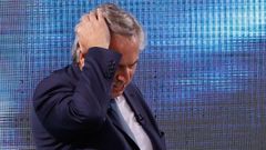 Alberto Fern�ndez, este jueves, durante el cierre de la campa�a del Frente de Todos