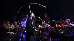 Abraham Cupeiro actuar junto a la orquesta Gaos, en el Festival Hercules Brass de Celanova