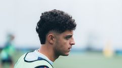 El jugador del Celta Hugo �lvarez, en un entrenamiento de esta pretemporada.