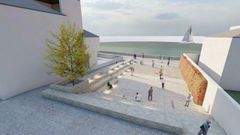 La plaza unir� el entorno del mercado municipal con el paseo mar�timo, creando una zona de esparcimiento que contar� con unas vistas privilegiadas a la r�a de Ares