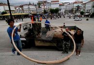 Ayer se traslad� la estructura del globo al Alfonsetti.