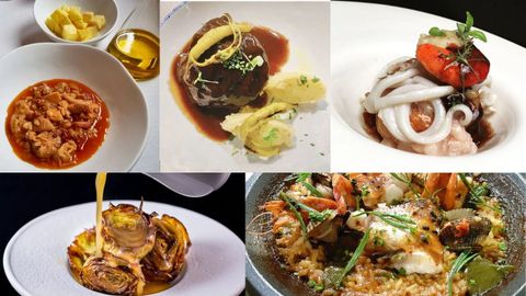 Algunos de los platos de los locales asturianos de la lista Bib Gourmand