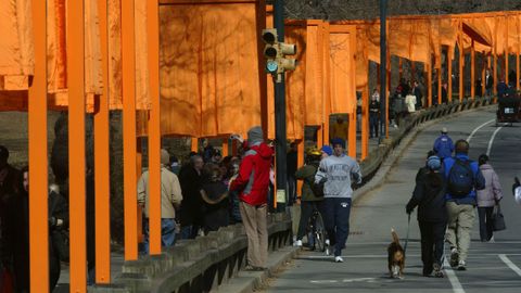 La obra The Gates, presentada en Central Park, en febrero del 2005