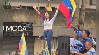 Mara Corina Machado, este viernes durante las protestas en Caracas.