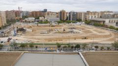 Espacio que ocupaba el estadio de La Romareda, terminado de demoler este verano y donde se construirá el nuevo estadio