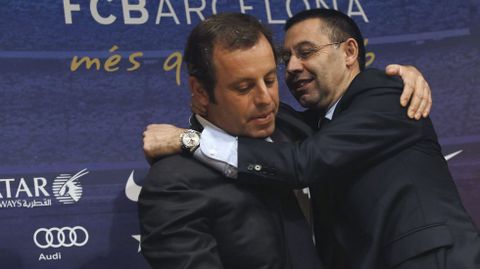 Rosell, a la izquierda, junto a Bartomeu