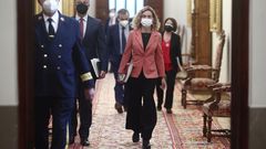 La presidenta del Congreso de los Diputados, Meritxell Batet, se dirige a la Sala Mariana de Pineda para participar en una sesi�n de la Mesa del Congreso celebrada este martes en el Congreso de los Diputados