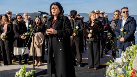 Acto de recuerdo por al cuarto aniversario del naufragio del Villa de Pitanxo. Mar�a Jos� de Pazo, portavoz de las familias 