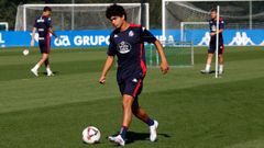 Pablo Garca, durante un entrenamiento con el primer equipo