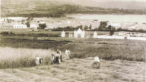 La siega con el cementerio al fondo. 