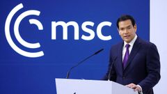 Marco Rubio, durante su intervenci�n en la Conferencia de Seguridad de M�nich.
