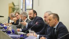 La directiva del Real Oviedo durante la Junta de Accionistas