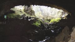 Beatriz Lar�m cantando en la Cueva de Valporquero