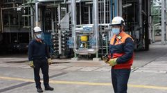Medidas de seguridad por el regreso al trabajo presencial durante la crisis del coronavirus en la refiner�a Repsol de Bens.