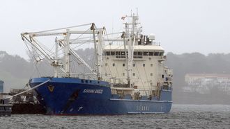 Buque Savanna Breeze con at�n, en el muelle de A Pobra