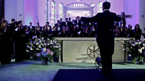 Miembros del Coro de la Fundaci�n Princesa de Asturias ensayan hoy, mi�rcoles 12 de septiembre de 2018, momentos previos a la inauguraci�n del S�ptimo Festival Internacional de M�sica Sacra que se realiza en Bogot� (Colombia)