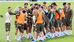 Los jugadores del Celta, en uno de los �ltimos entrenamientos del curso pasado.