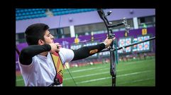 Miguel Alvari�o, durante su participaci�n en la Copa del Mundo de tiro con arco en Shangh�i