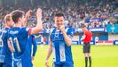 Jugadores del Real Avils celebran un gol