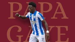 Montaje realizado por el Pontevedra CF para anunciar el fichaje de Papa Gaye