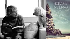 Mary Oliver, con uno de sus queridos perros. A la derecha, portada del libro.