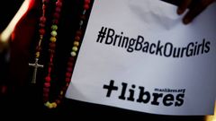 Poster con el hashtag reivindicativo contra el secuestro de m�s de 200 ni�as en Nigeria el pasado mes de abril